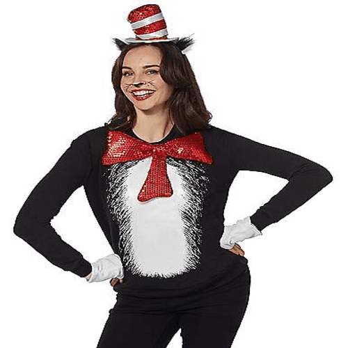 Cat in the Hat Dr Seuss Animal Fancy Dress Up Halloween Deluxe Adult Costume